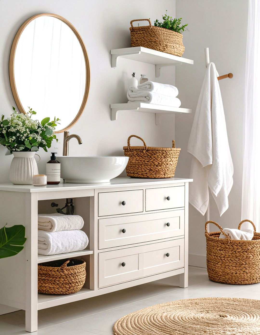 Vanity Open Shelving - 24 Small Bathroom Shelving Ideas