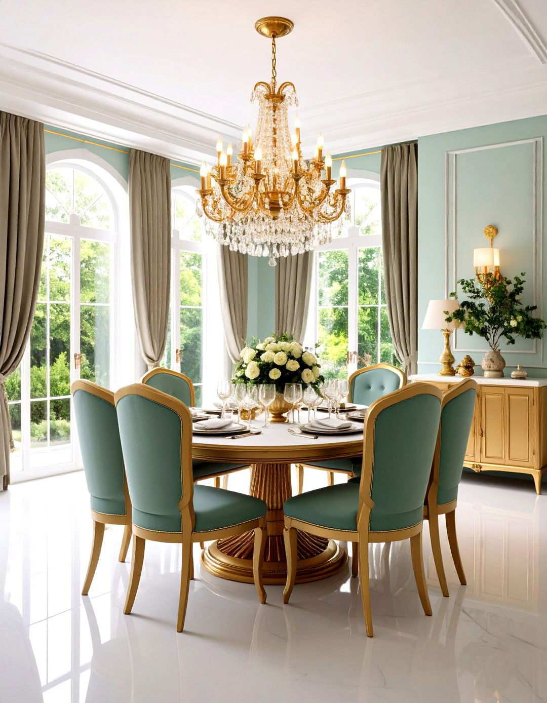 Vaulted Ceiling Dining Room with Statement Chandelier - 24 Vaulted Ceiling Ideas