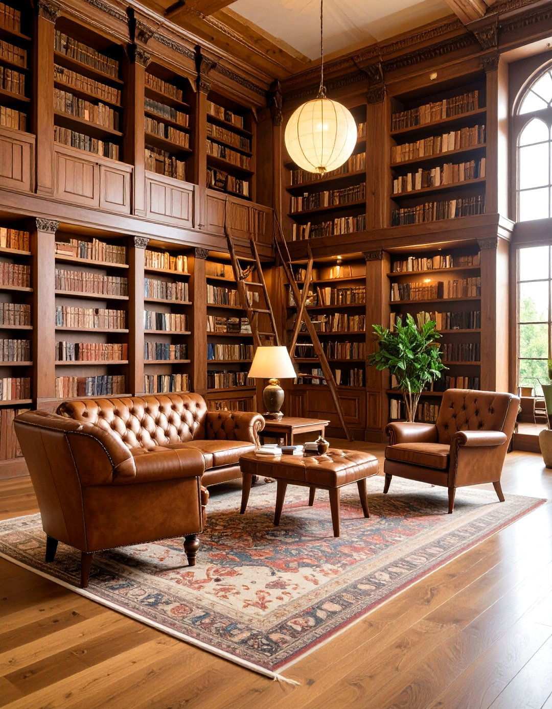 Vaulted Ceiling Library with Floor to Ceiling Bookshelves - 24 Vaulted Ceiling Ideas