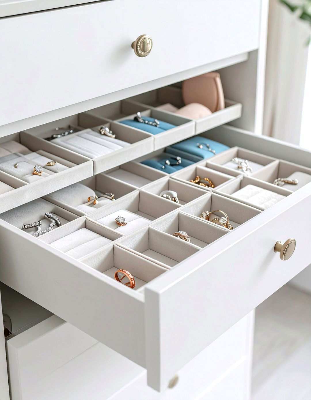 Velvet Lined Sectional Tray Collections - 24 Jewelry Storage Ideas