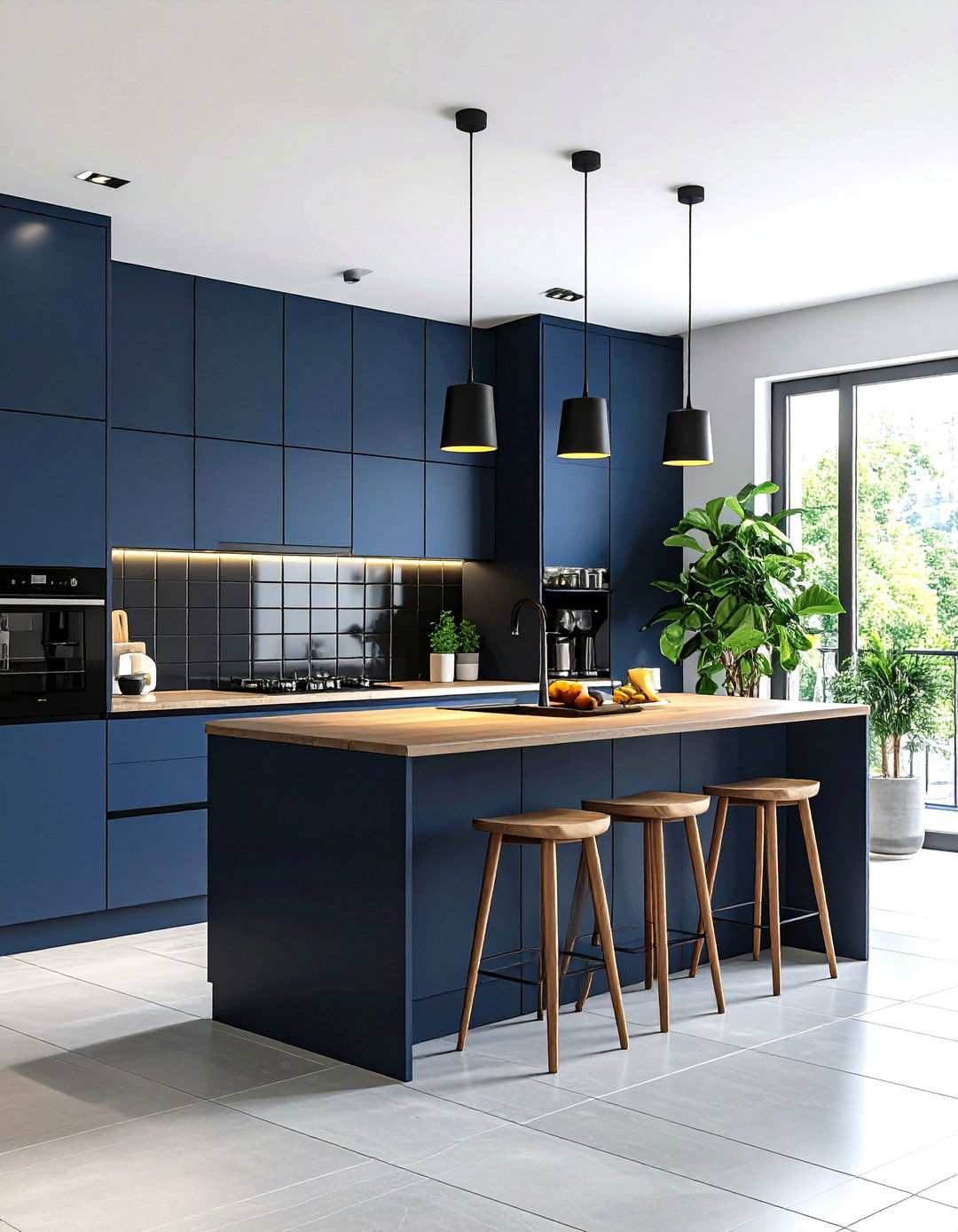 Vertical Black Tile Installation - 24 Kitchen With Black Backsplash