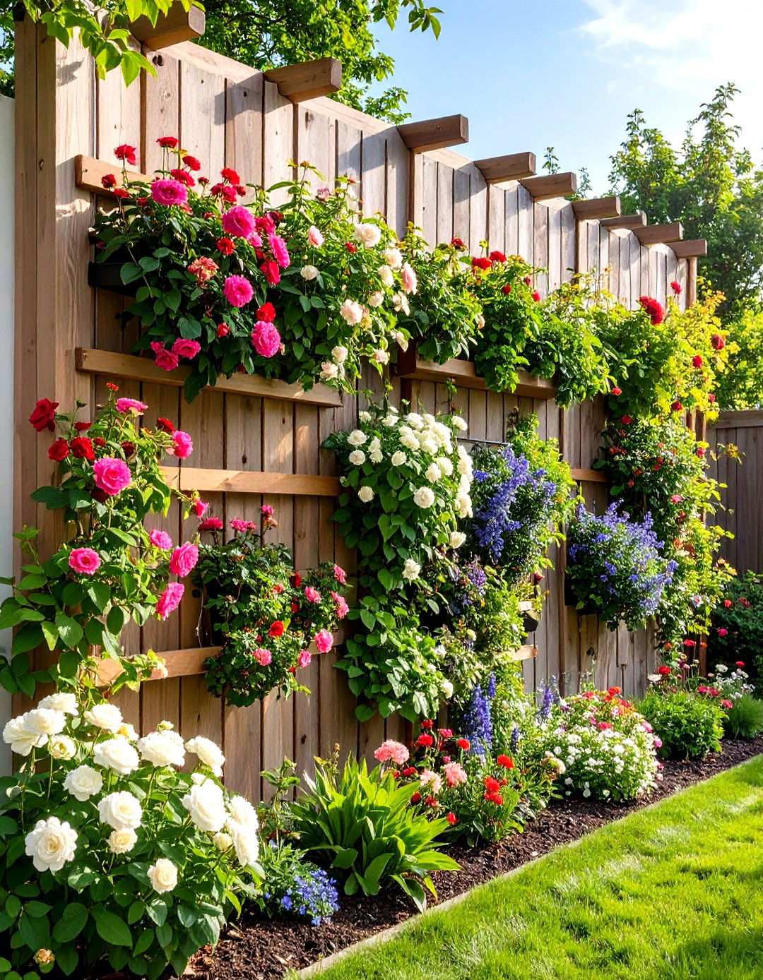 Vertical Climbing Perennial Display - 24 Perennial Flower Bed Ideas