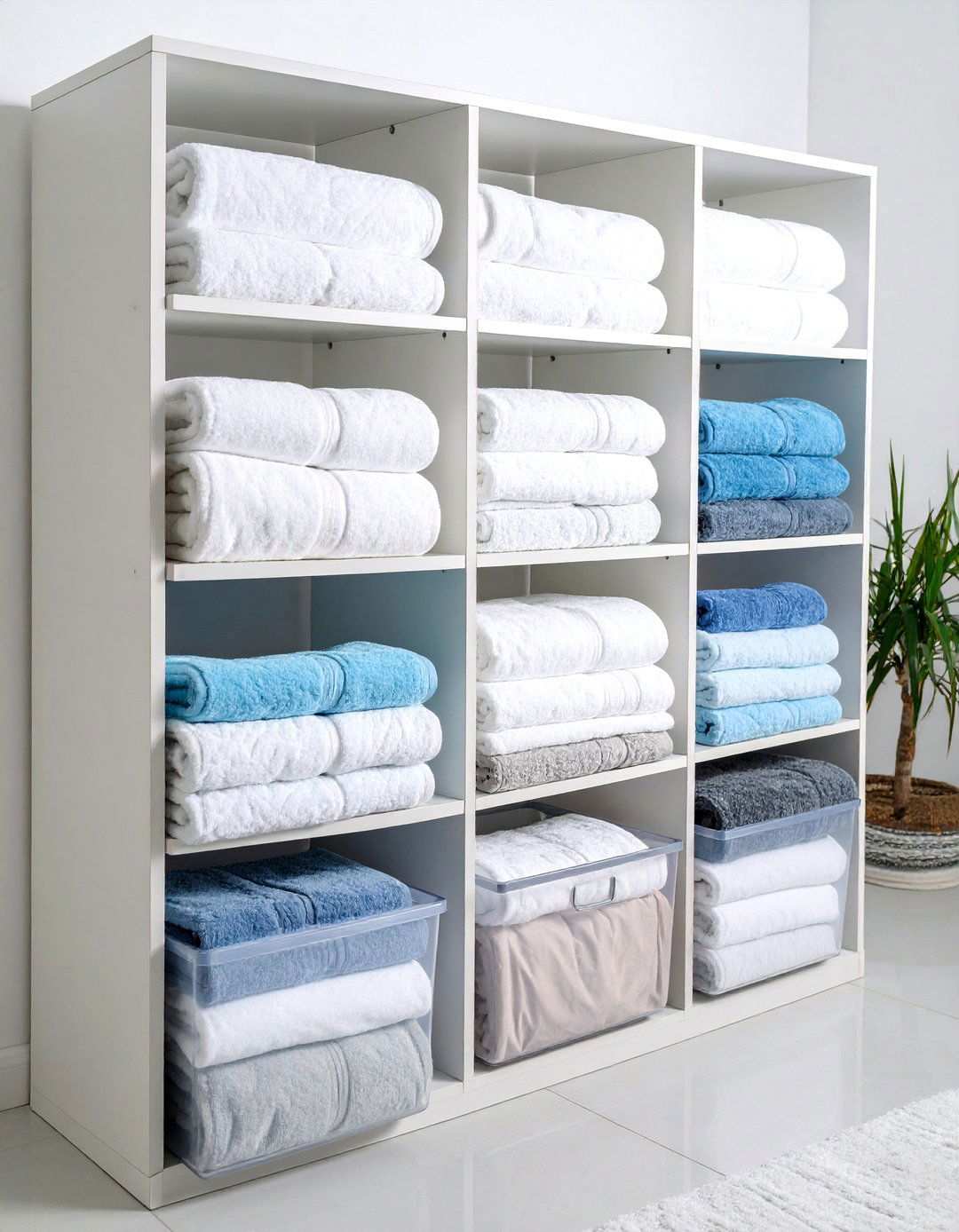 Vertical File Style Folding System - 24 Linen Closet Organization Ideas