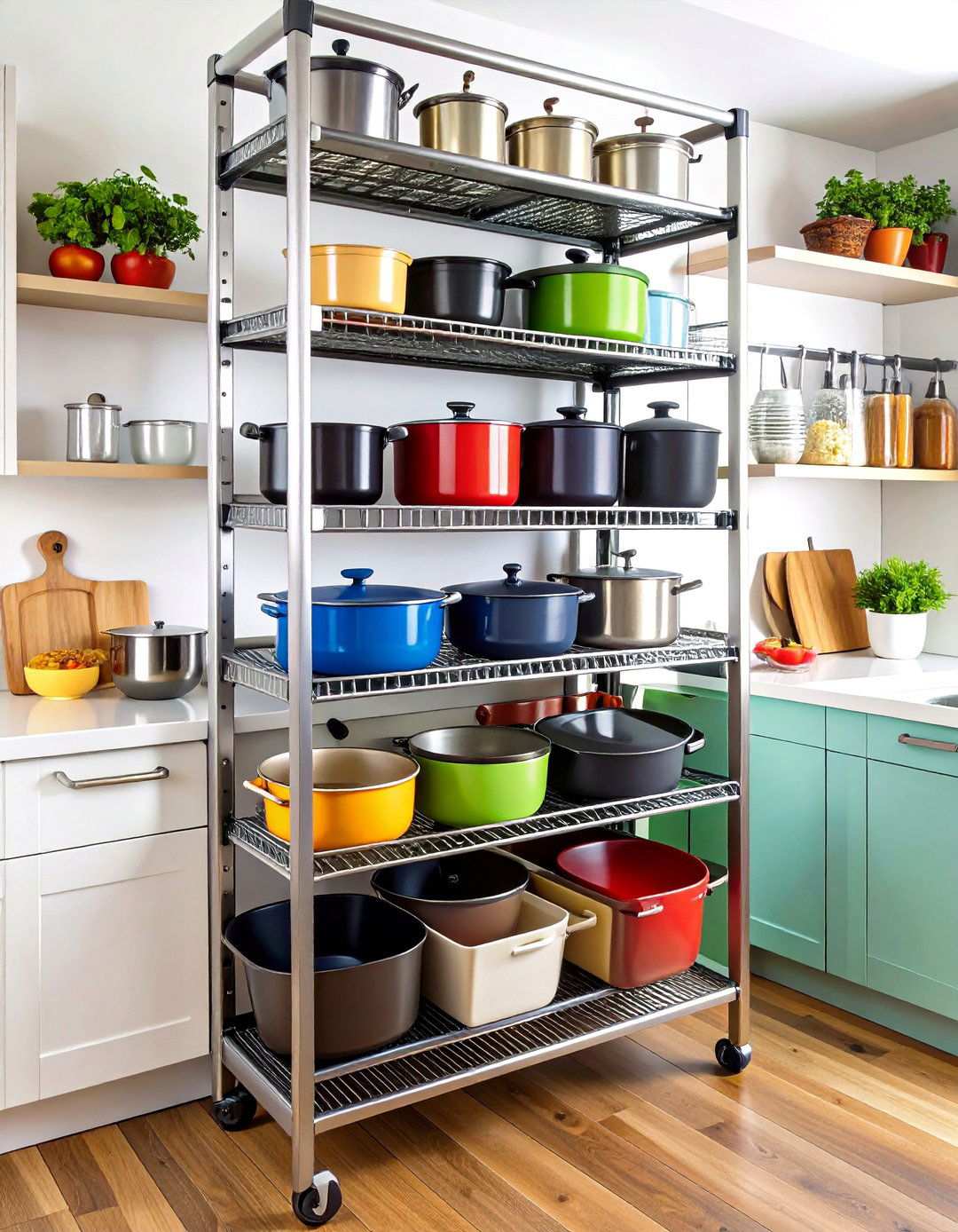 Vertical Pan Organizers - 24 Pots and Pans Storage Ideas