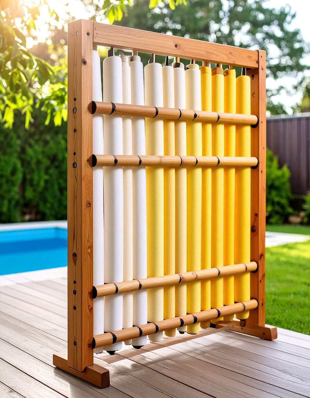 Vertical Pool Noodle Organization Racks - 24 Pool Storage Ideas