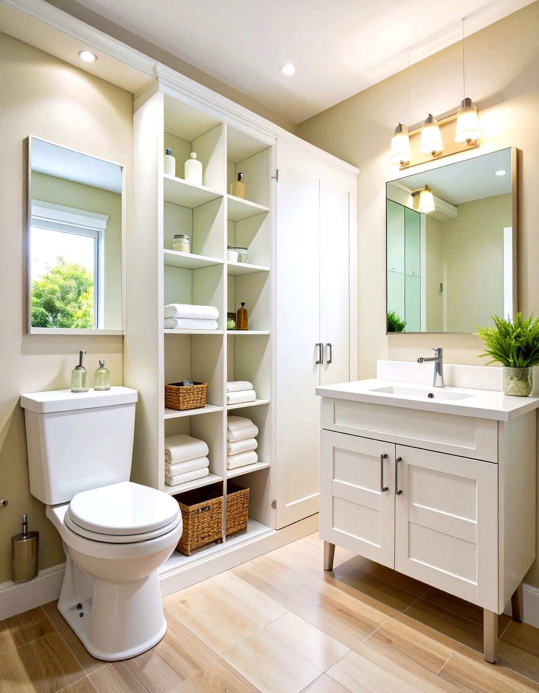 Vertical Storage Tower Design - 24 Small White Bathroom Ideas