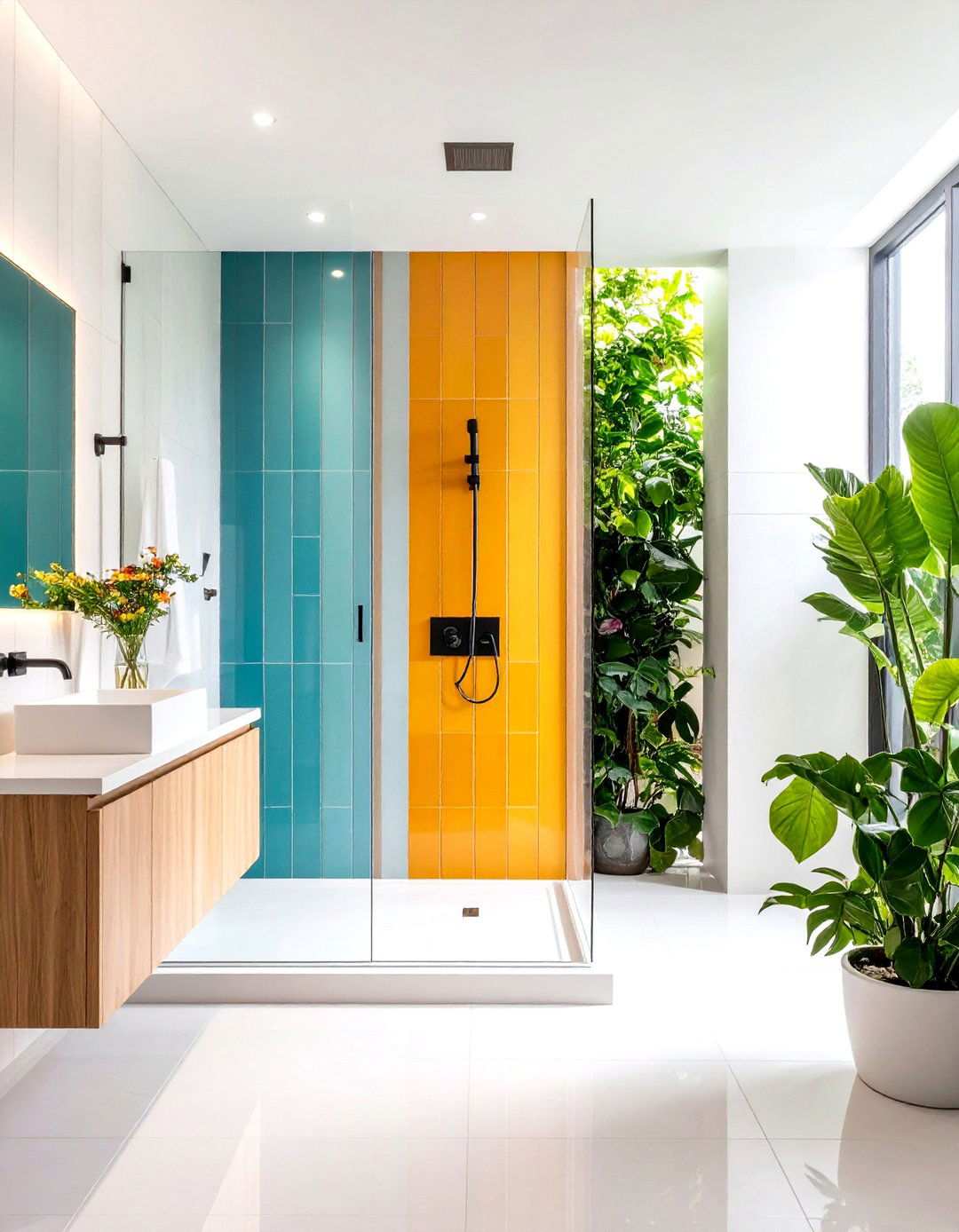 Vertical Tile Pattern Layout - 24 Small Bathroom Walk-in Shower Ideas
