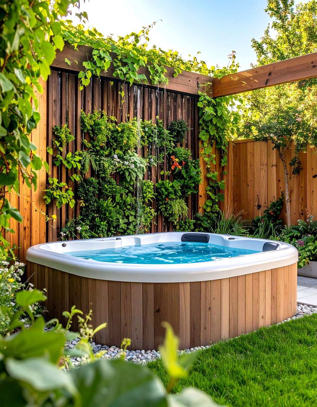 Vertical Trellis Plant Wall - 24 Hot Tub Enclosure Ideas