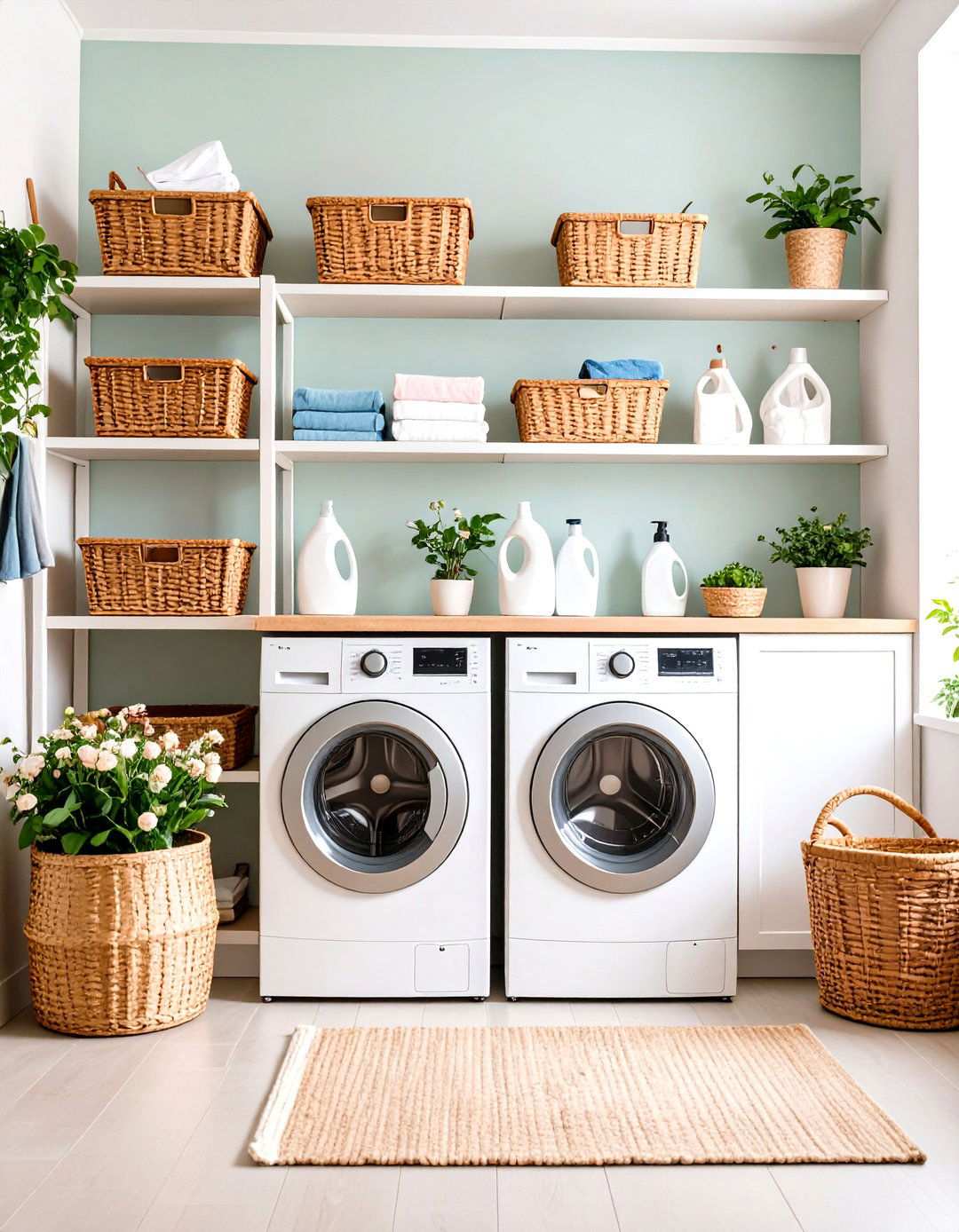 Vertical Wall Storage Systems - 24 Small Laundry Room Ideas With a Top Load Washing Machine