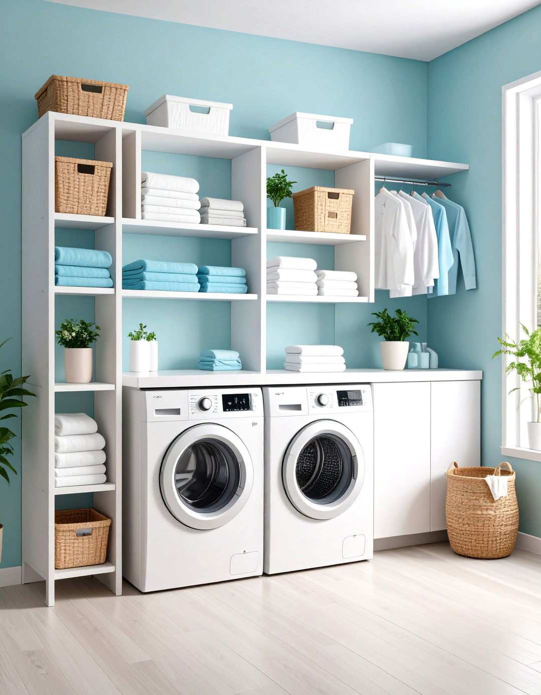 Vertical Wall to Wall Shelving - 24 Laundry Room Shelf Ideas