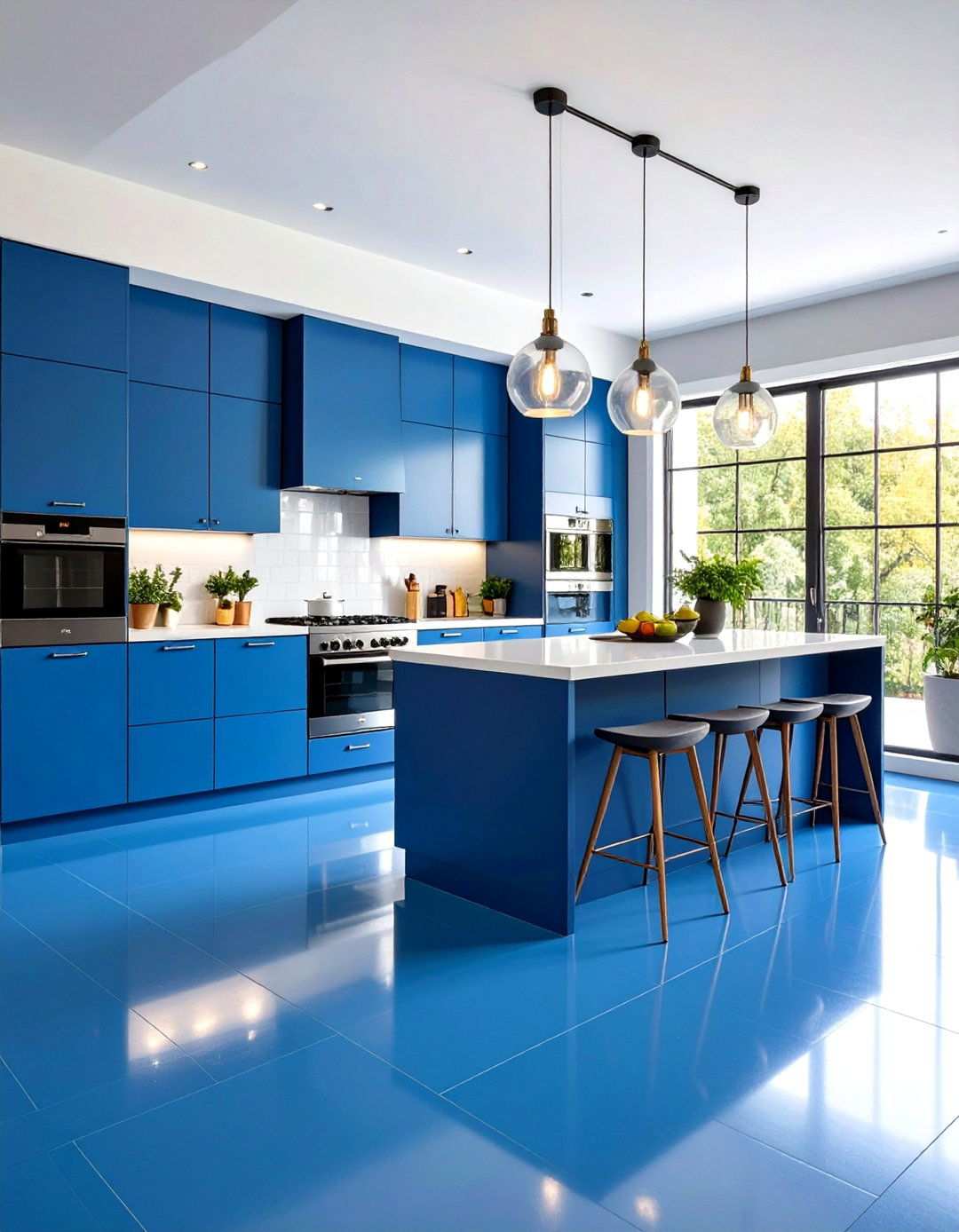 Vibrant Solid Color Linoleum Flooring - 24 Linoleum Kitchen Flooring Ideas