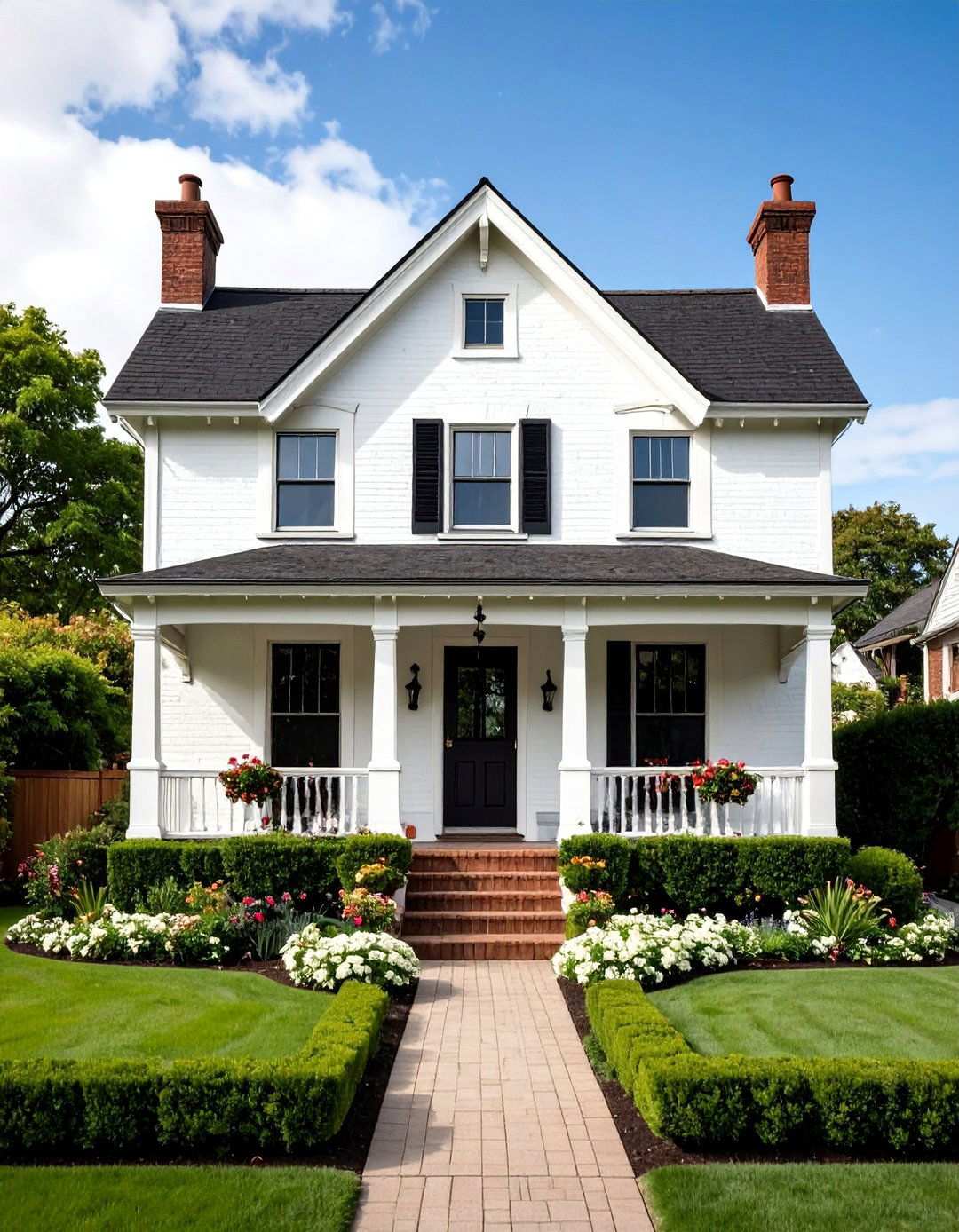 Victorian Cottage Brick Revival - 24 White Brick House With Black Trim