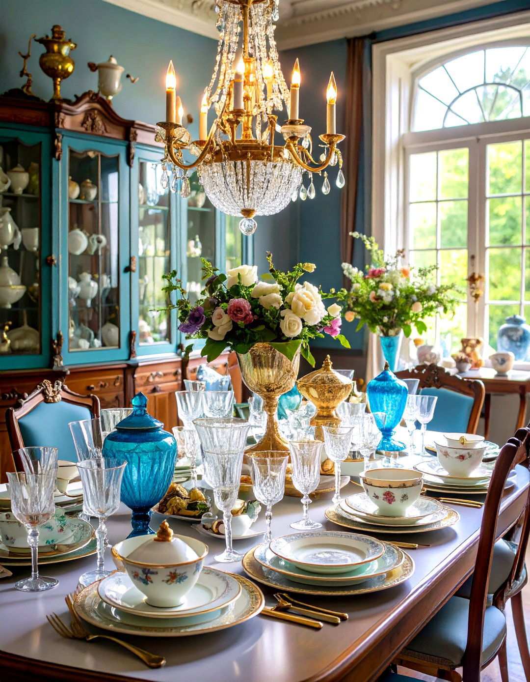 Victorian Crystal and China Display - 24 Victorian Living Room Ideas