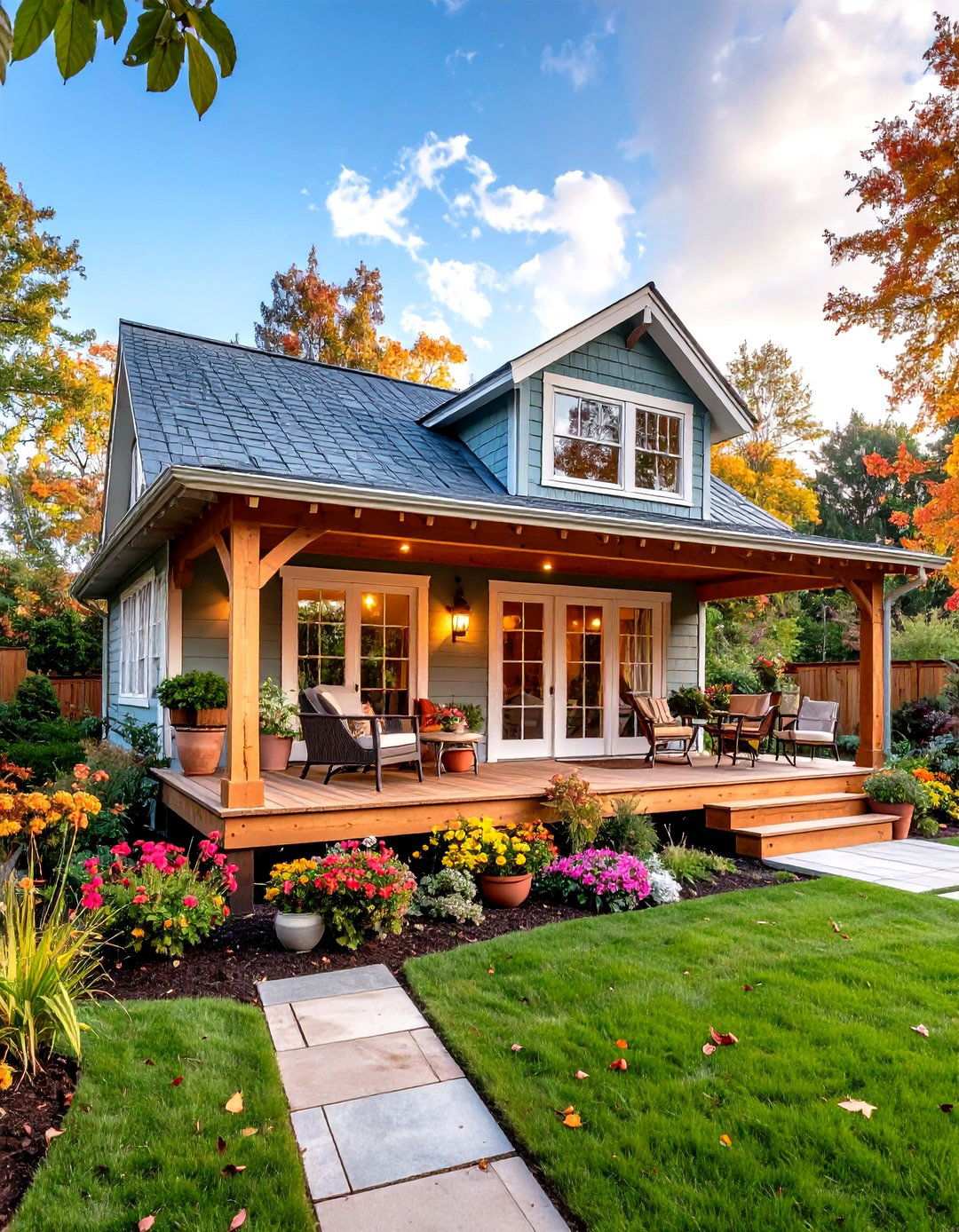 Victorian Eave Sunroom with Traditional Deck - 24 Sunroom and Deck Combo Ideas