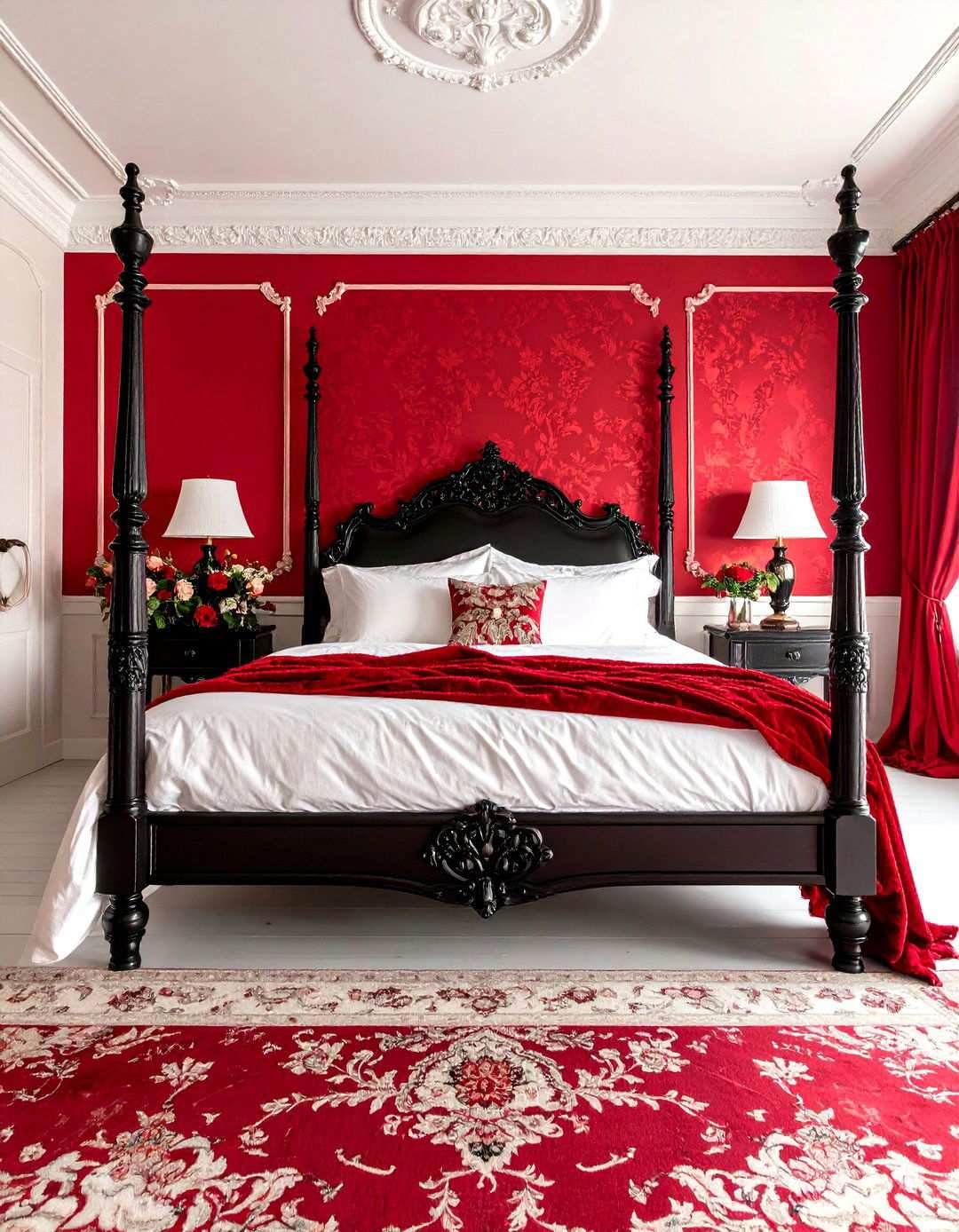 Victorian Elegance Red Black White Bedroom - 24 red black and white bedroom ideas