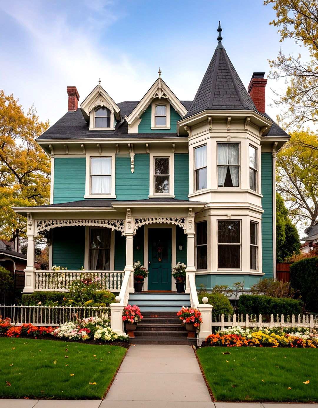 Victorian Era Sage Green Romance - 24 Sage Green Painted Brick House Ideas