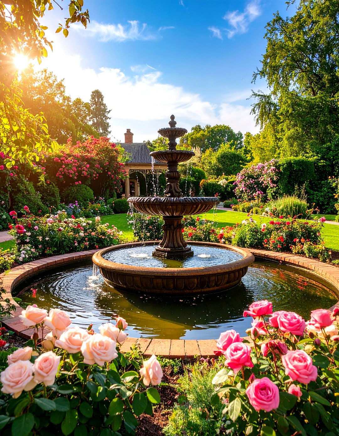 Victorian Fountain Pond Feature - 24 Pond Landscaping Ideas