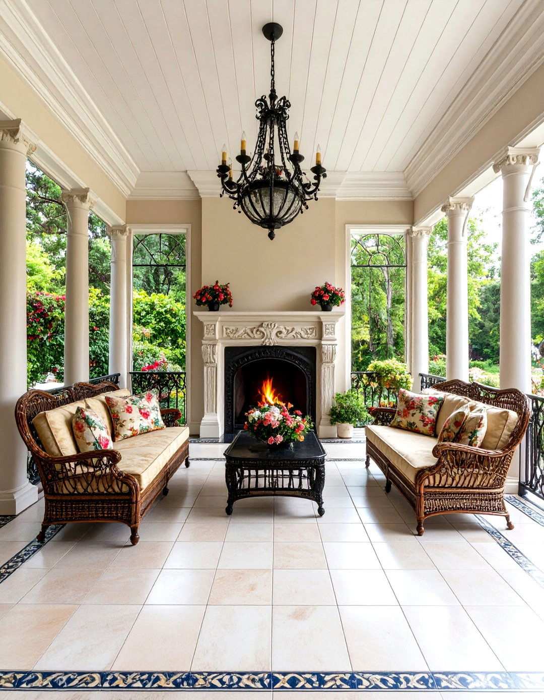 Victorian Garden Conservatory Fireplace - 24 Screened-in Porch With Fireplace Ideas