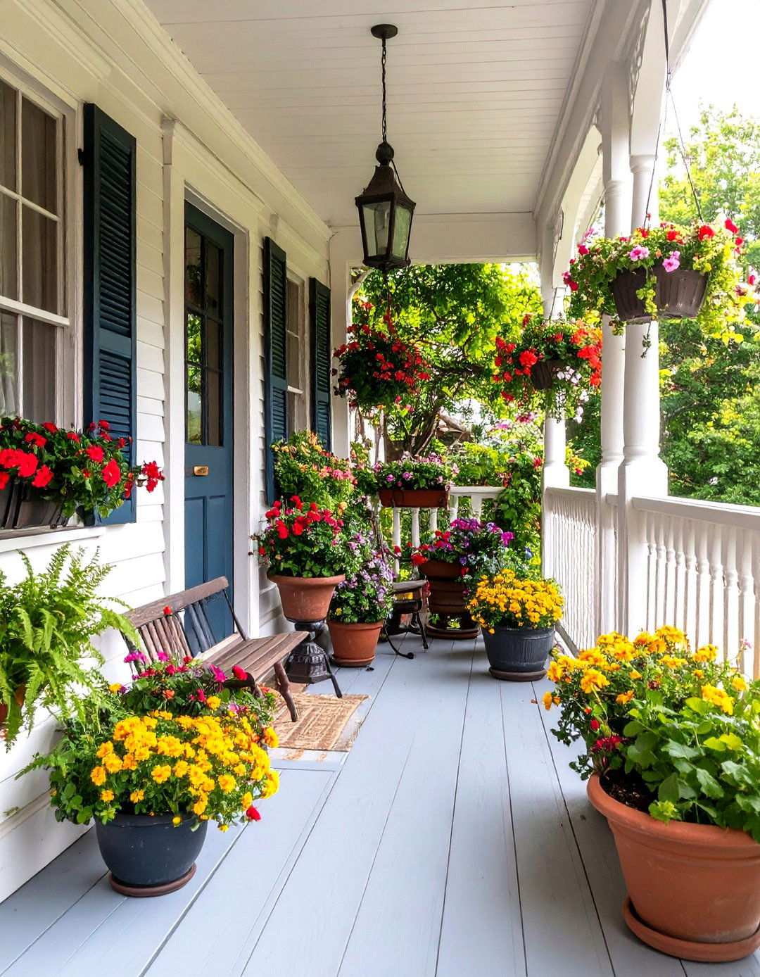 Victorian Garden Porch with Abundant Plants - 24 Victorian Porch Ideas