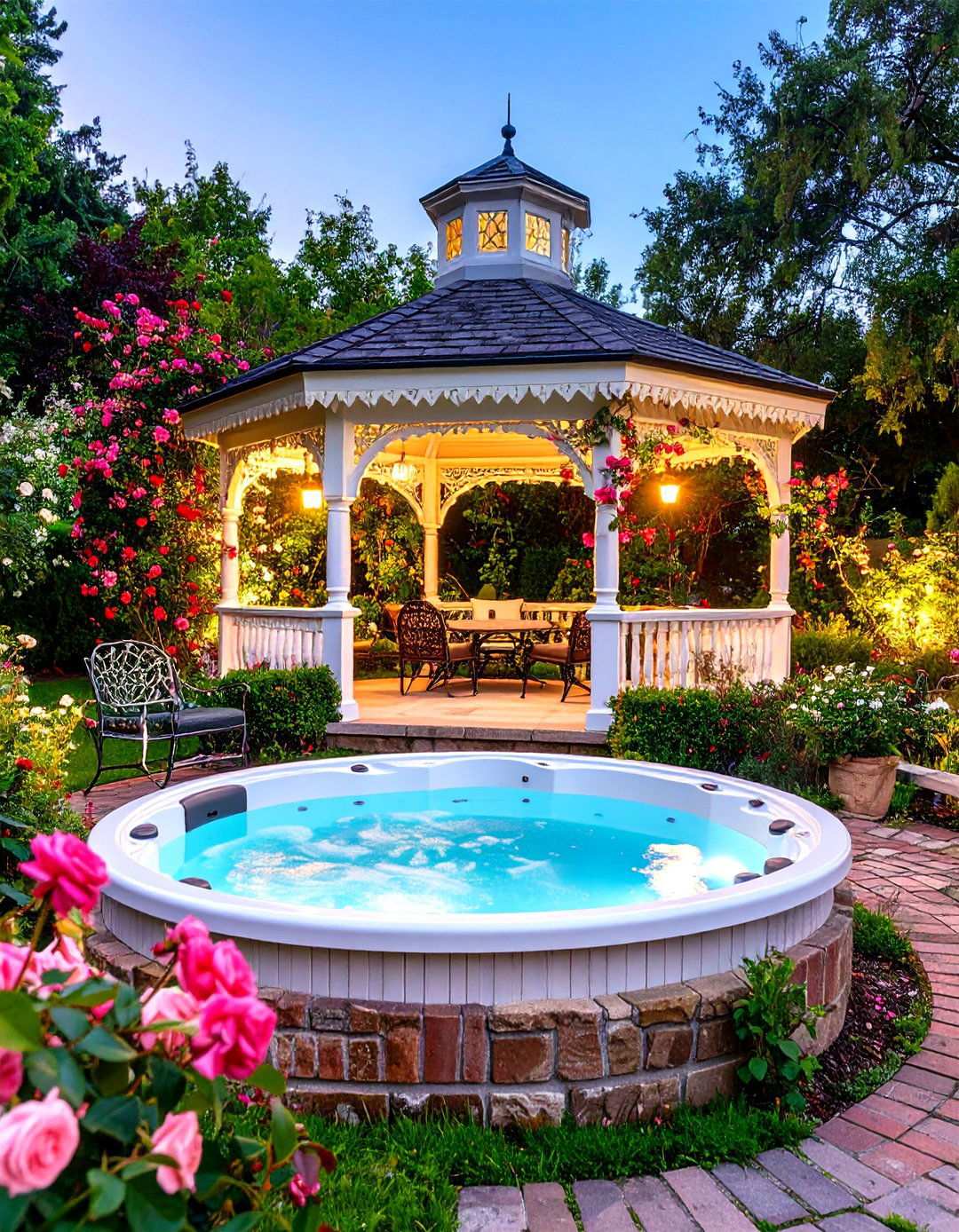 Victorian Gazebo Hot Tub Elegance - 24 Hot Tub Landscaping Ideas
