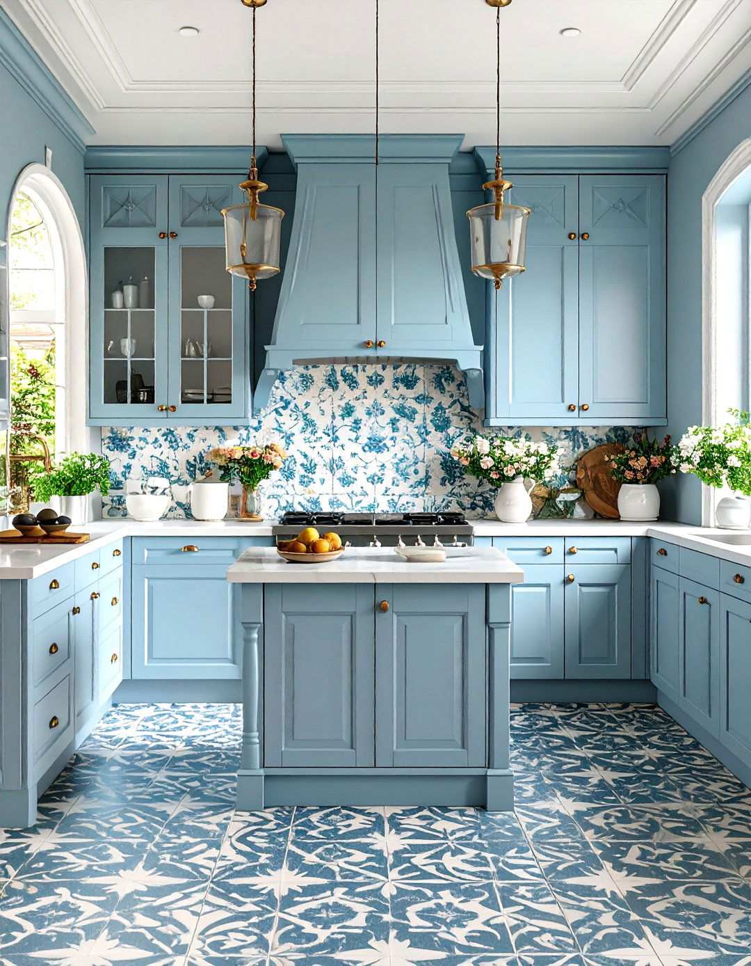 Victorian Grey Patterned Floor Kitchen - 24 Kitchens With Grey Floors