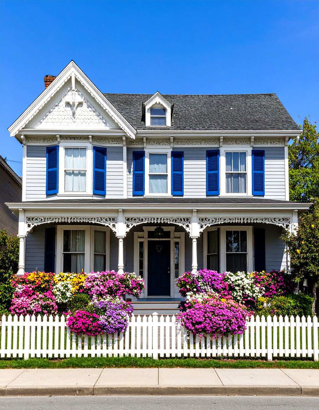 Victorian Light Grey Revival - 24 Light Grey House With White Trim Design Ideas