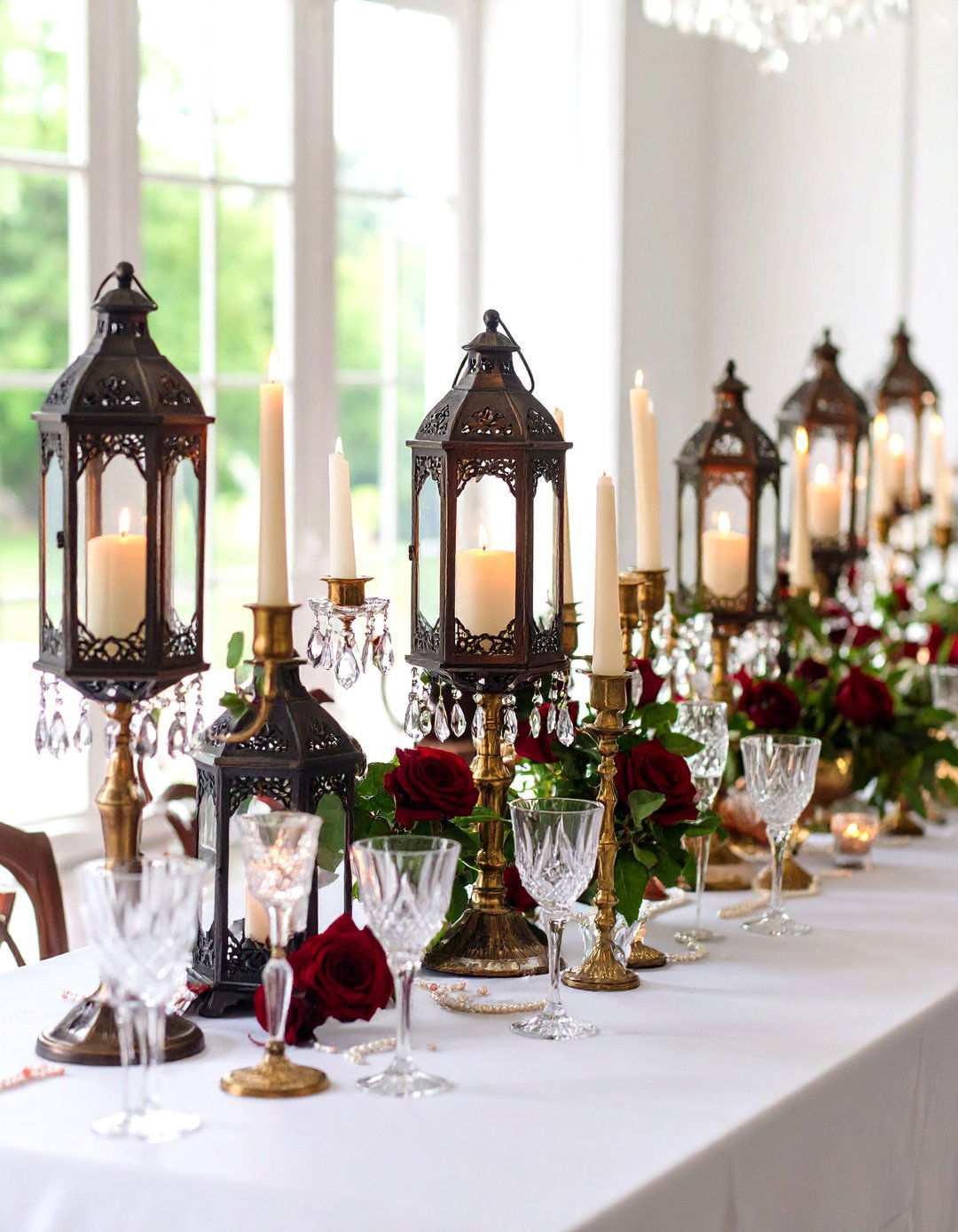 Victorian Ornate Lanterns with Crystal Accents - 24 Lantern Centerpiece Ideas