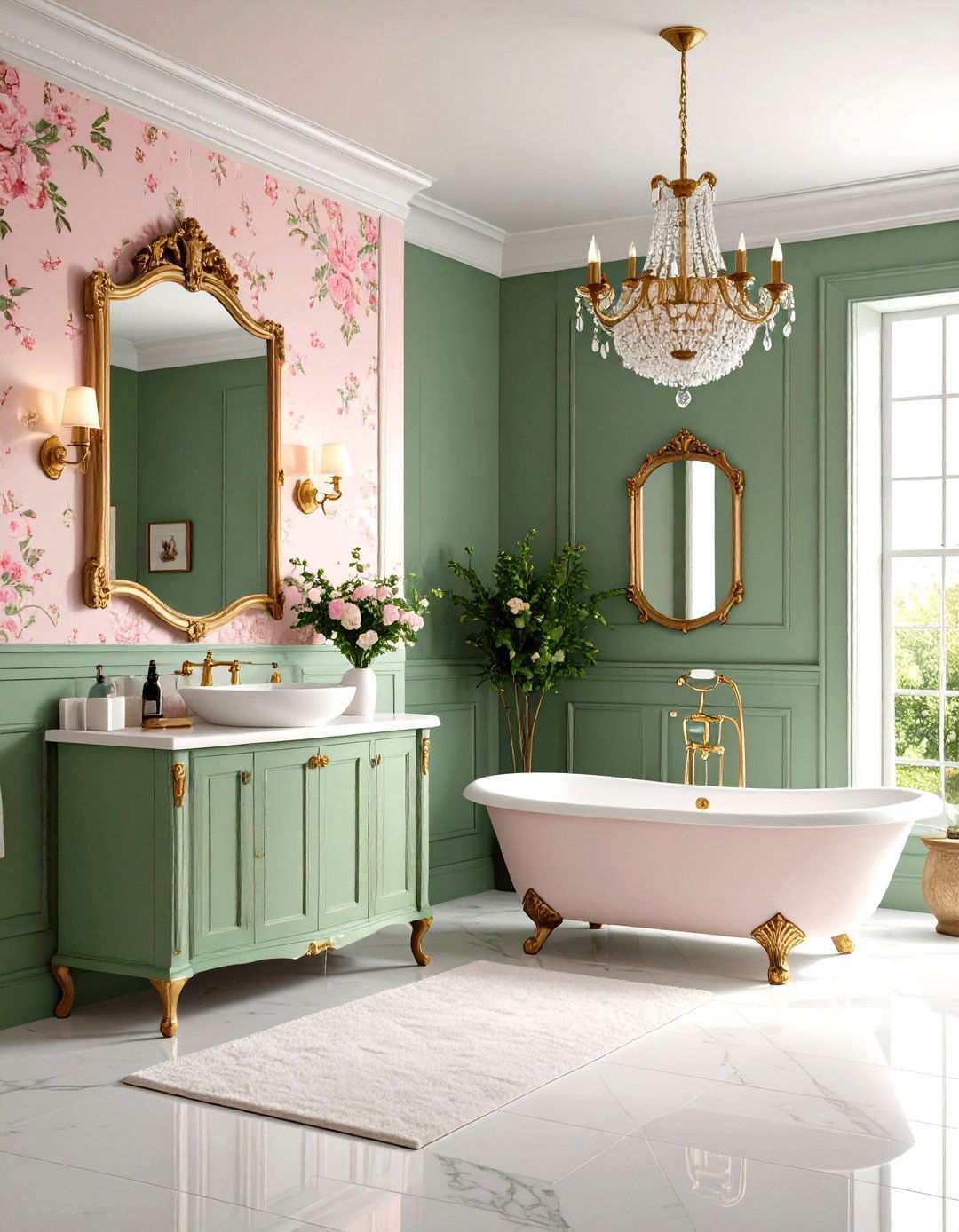 Victorian Pink and Green Garden Party - 24 Pink and Green Bathroom Design Ideas