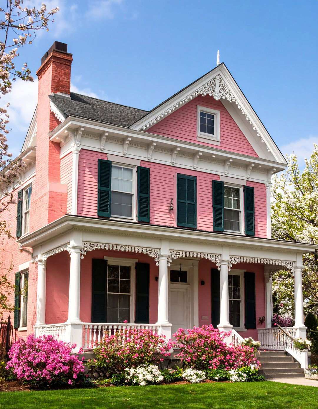 Victorian Pink Brick Elegance - 24 Pink House Exterior Ideas