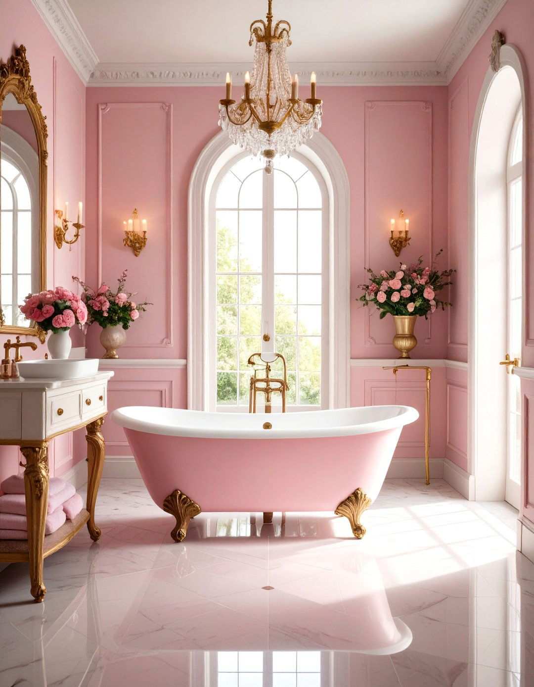 Victorian Pink Romance Bathroom - 24 Pink Tile Bathroom Ideas