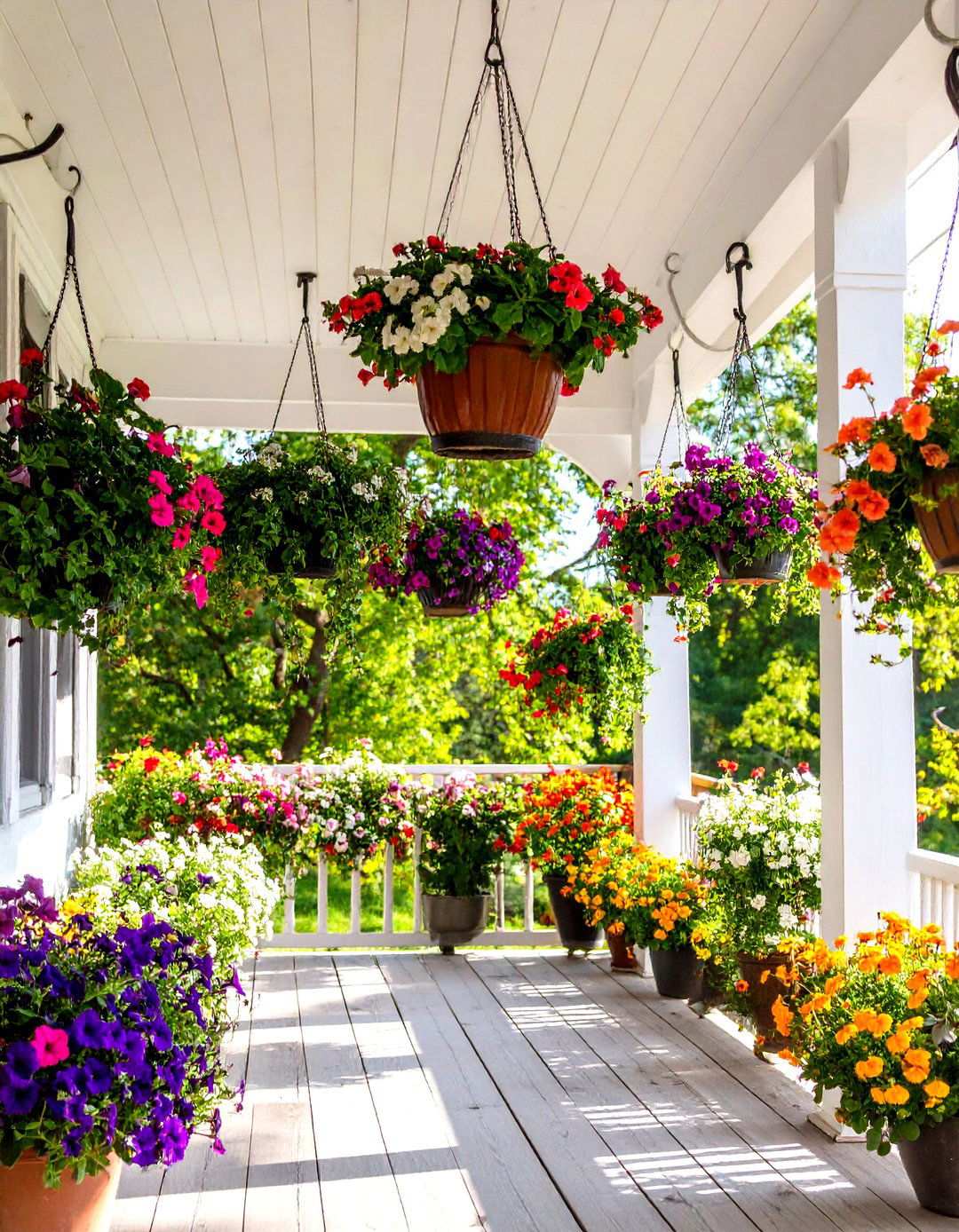 Victorian Porch with Hanging Baskets - 24 Victorian Porch Ideas