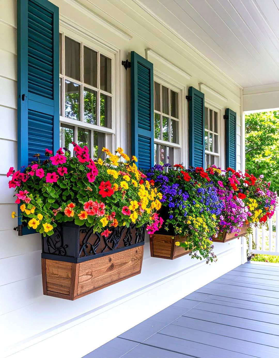 Victorian Porch with Window Boxes - 24 Victorian Porch Ideas