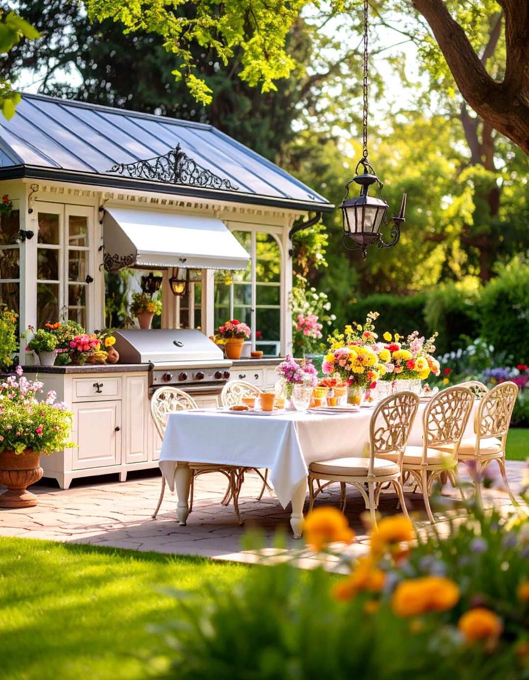 Victorian Style Outdoor Kitchen with Ornate Details - 24 Outdoor Kitchen Designs