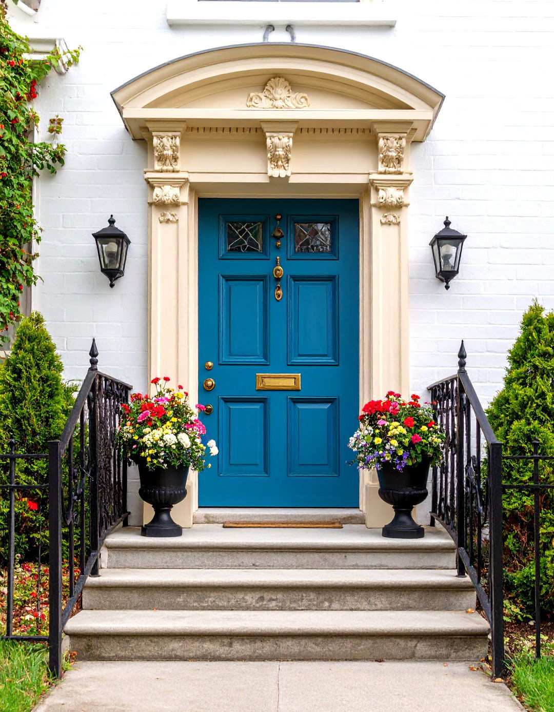 Victorian Turquoise Door with Ornate Details - 24 Turquoise Front Door Ideas