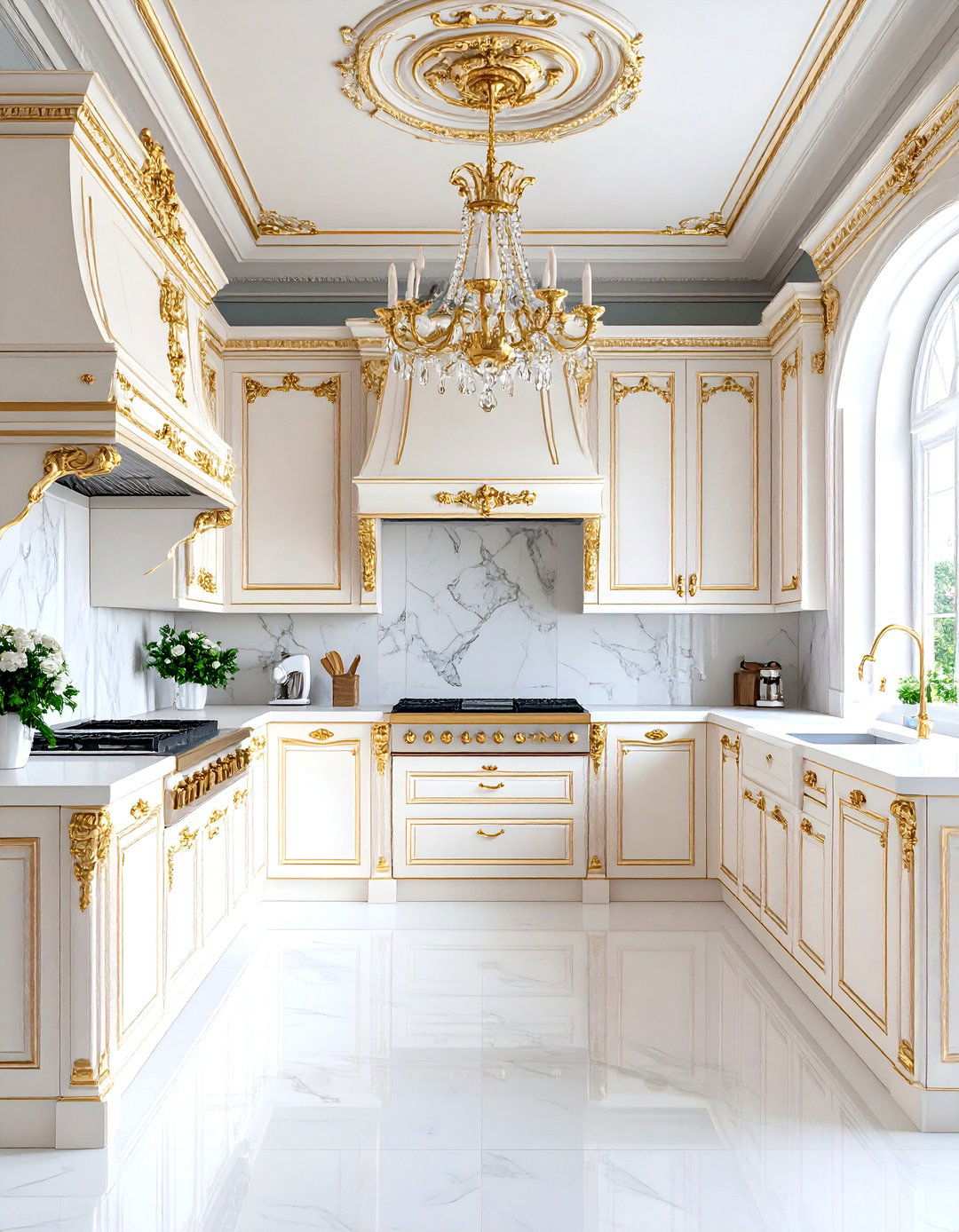 Victorian White and Gold Kitchen Theme - 24 White and Gold Kitchen Ideas