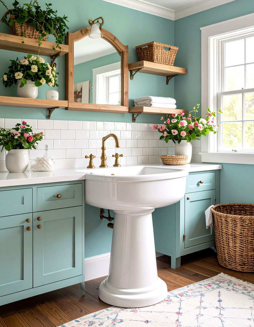 Victorian White Pedestal Sink - 24 White Laundry Room Ideas