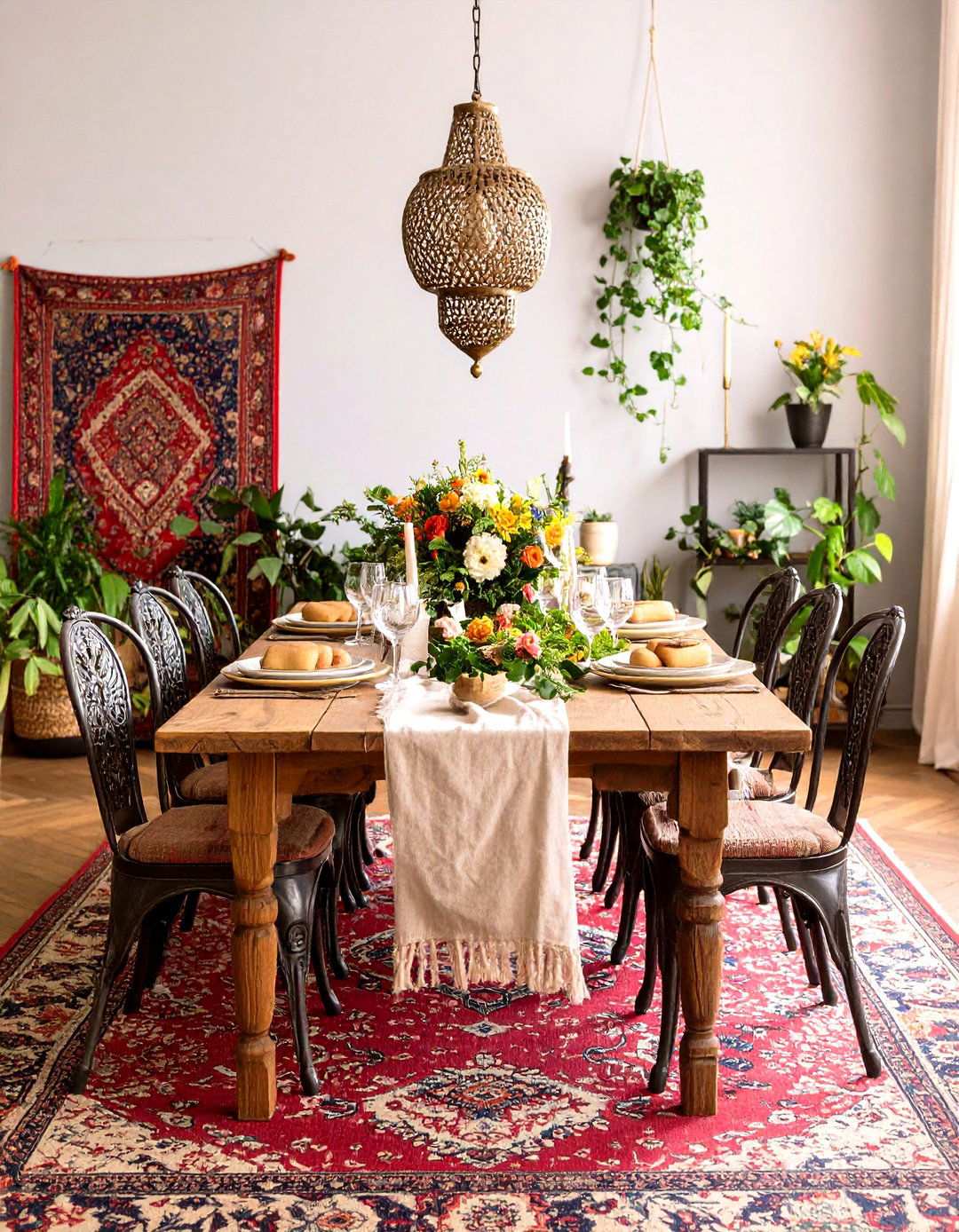 Vintage Bohemian Dining Room with Eclectic Global Elements - 24 Vintage Dining Room Ideas