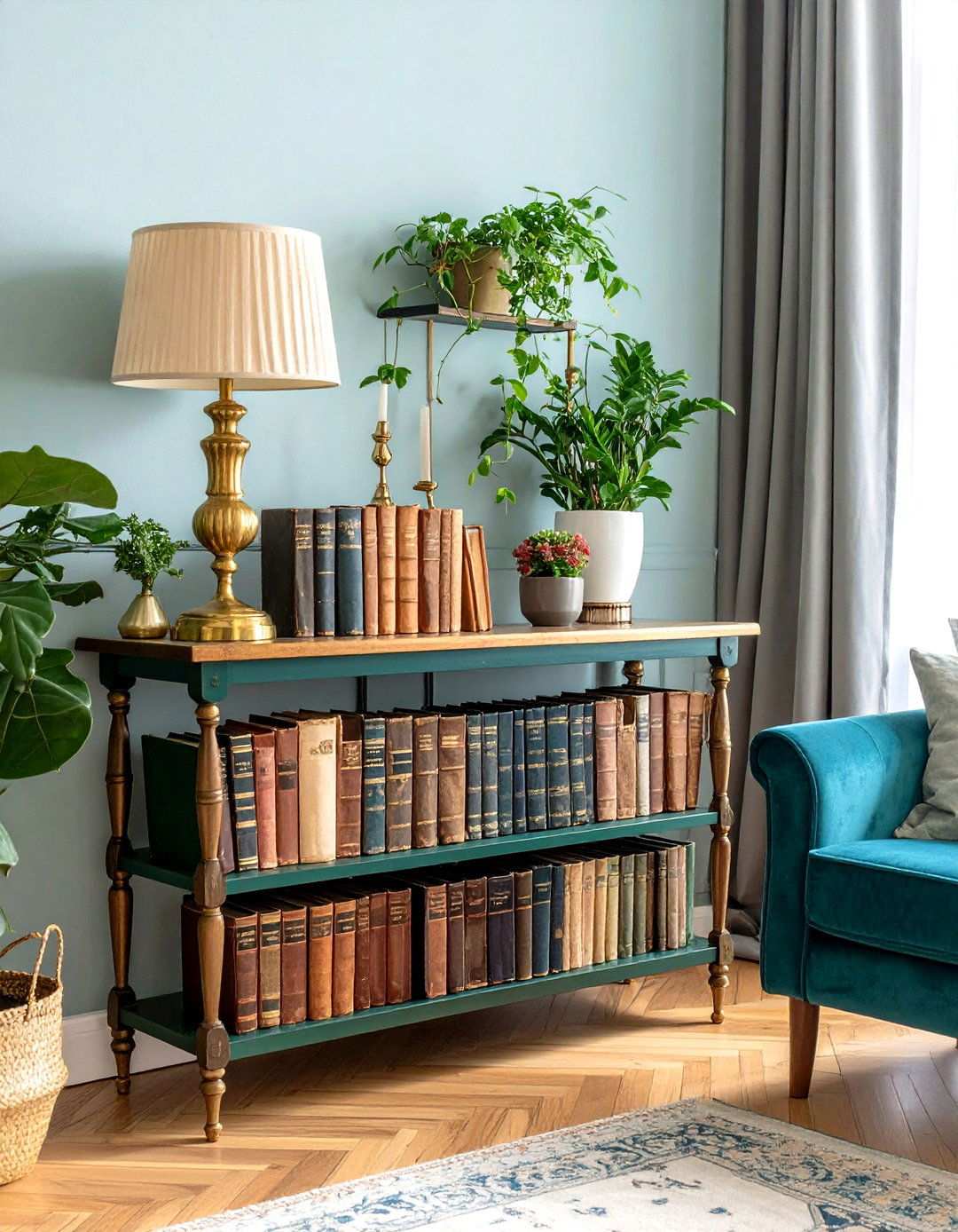 Vintage Book Collection Console - 24 Tv Console Decor Ideas