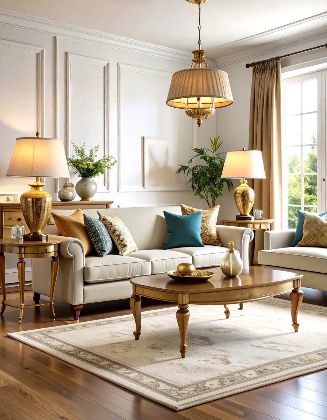 Vintage Brass Table Lamps - 24 Living Room Lighting Ideas