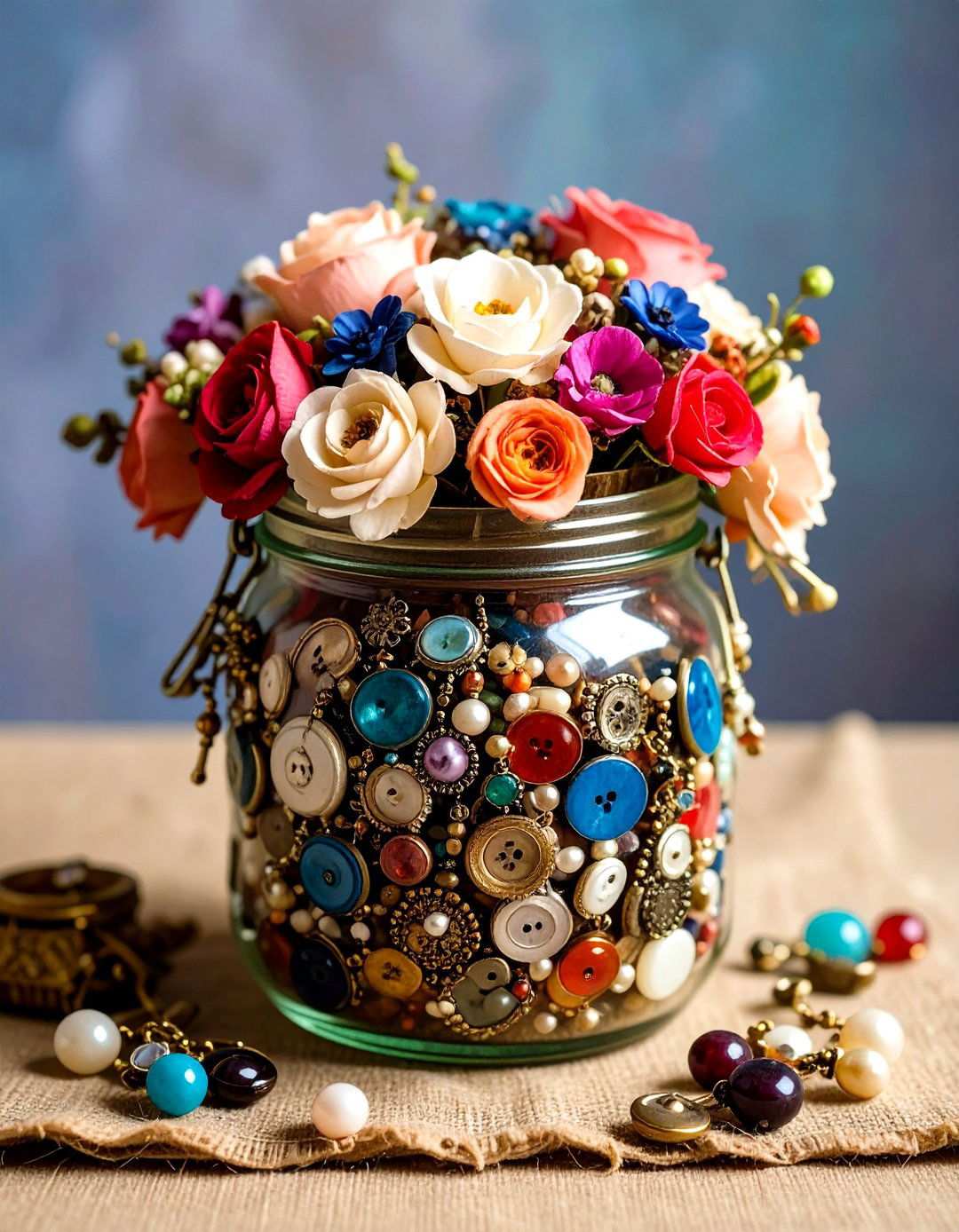 Vintage Brooch Mason Jar Centerpieces - 24 Mason Jar Wedding Centerpieces