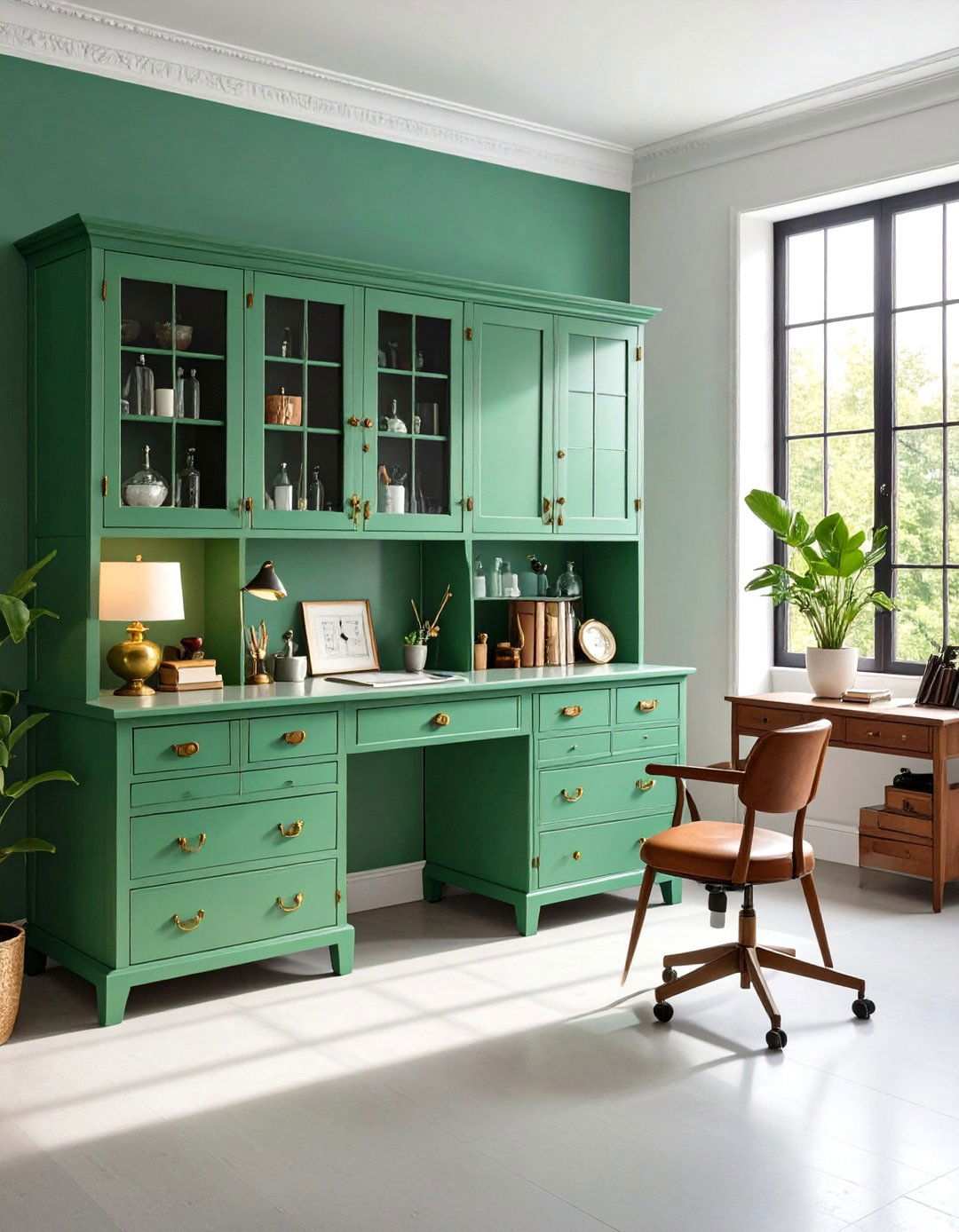 Vintage Green Apothecary Cabinet Styling - 24 Painted Furniture Ideas