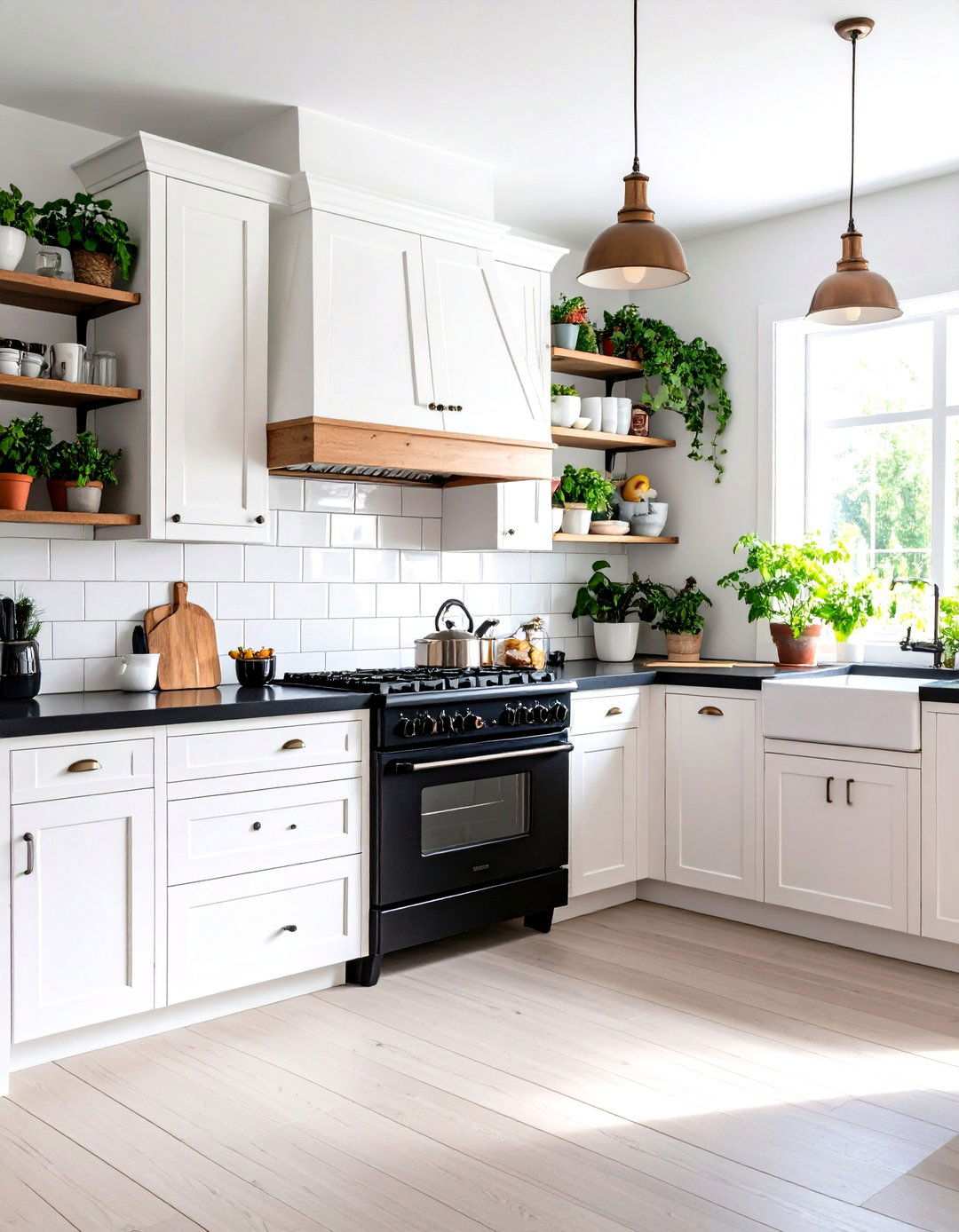 Vintage Inspired Kitchen with Retro Appliances - 24 white kitchen with black countertops ideas