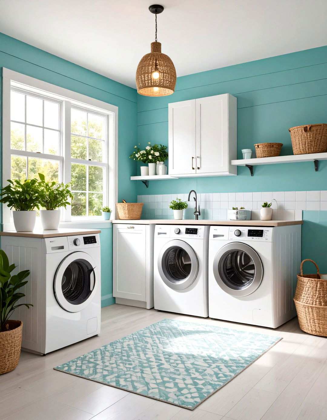 Vintage inspired Laundry Room with Mint Green Shiplap - 24 shiplap accent wall ideas