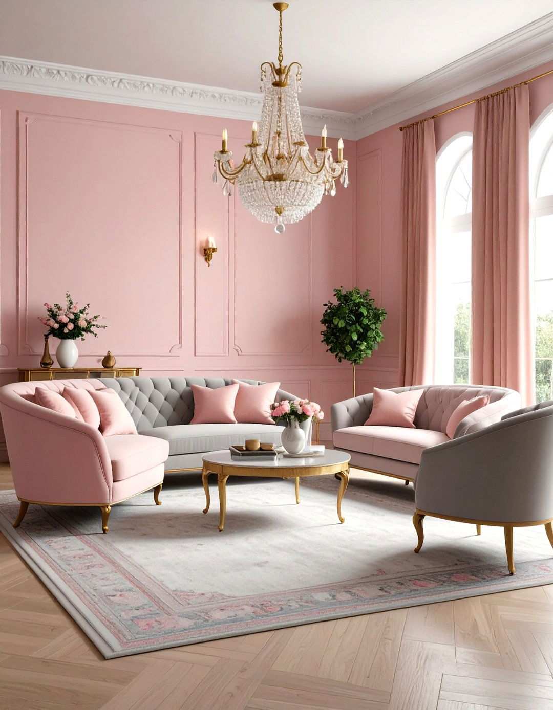 Vintage Inspired Pink and Grey Living Room - 24 Pink and Grey Living Room Ideas
