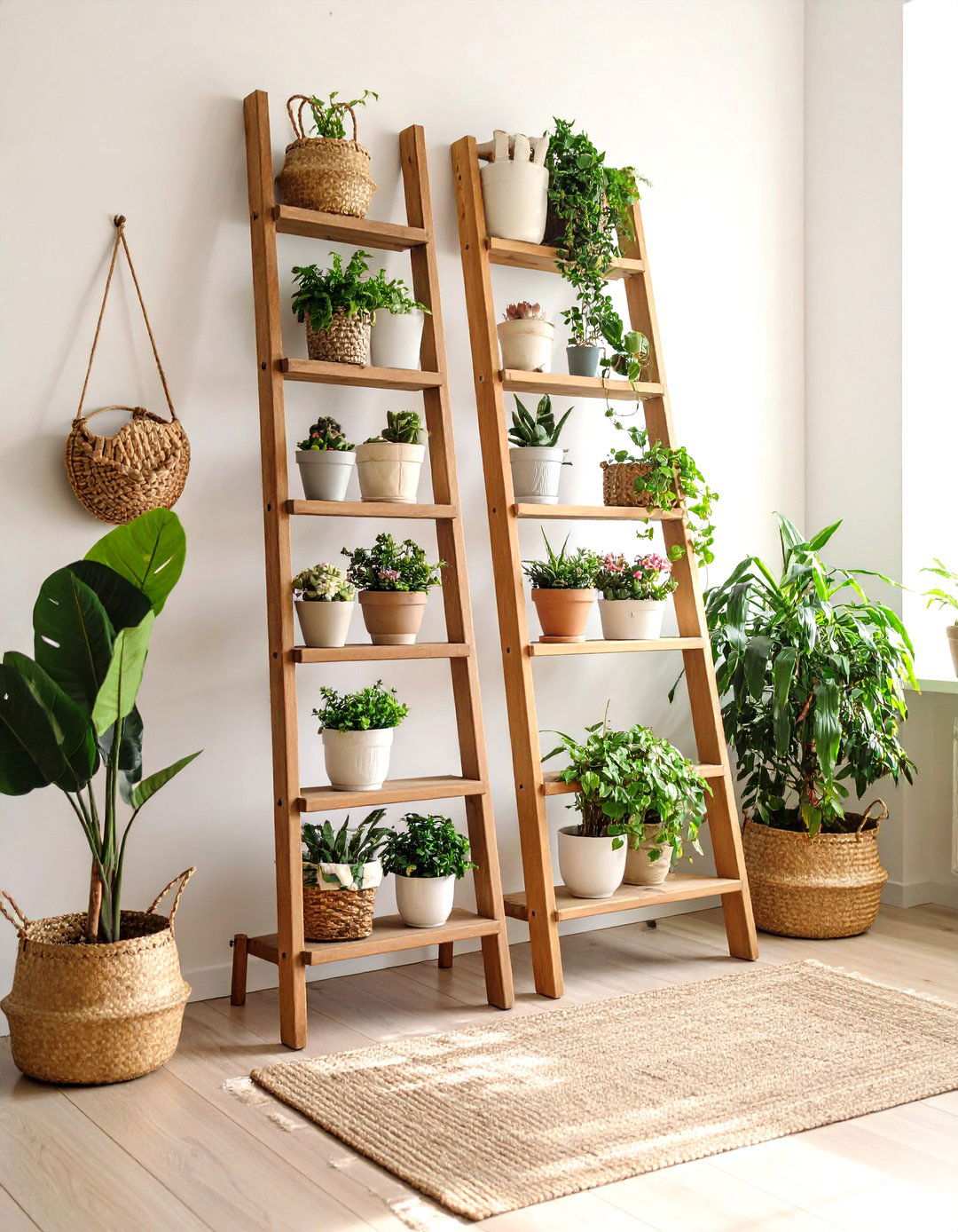 Vintage Ladder Display System - 24 High Ceiling Tall Wall Decor Ideas