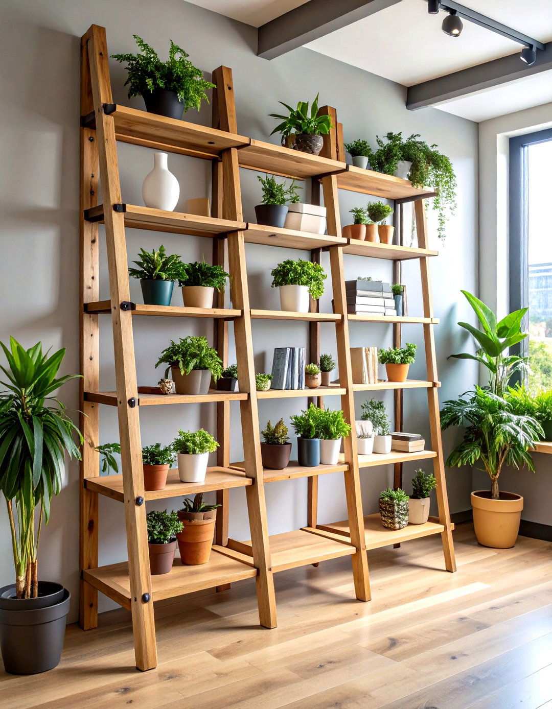 Vintage Ladder Shelving - 24 Rustic Home Office Ideas