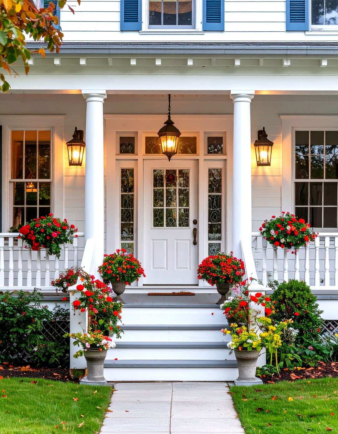 Vintage Lantern Lighting Porch - 24 Small Cape Cod Front Porch Ideas