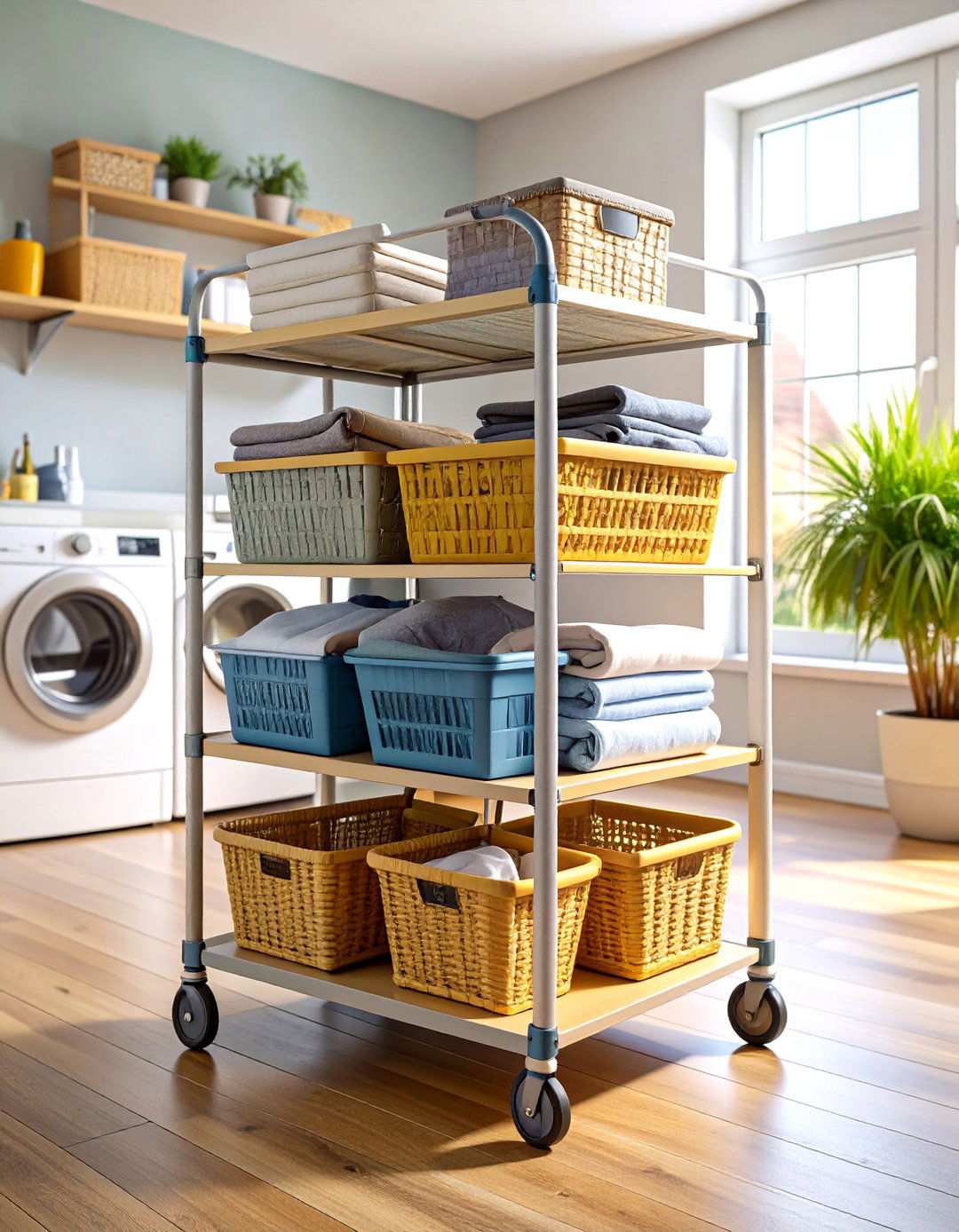 Vintage Laundry Cart Storage - 24 Small Utility Room Ideas