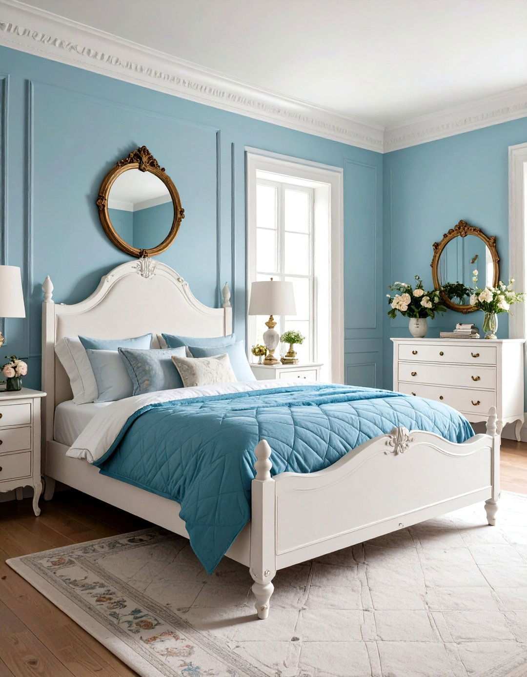 Vintage Light Blue Bedroom with Antique Furnishings - 24 Light Blue Bedroom Ideas