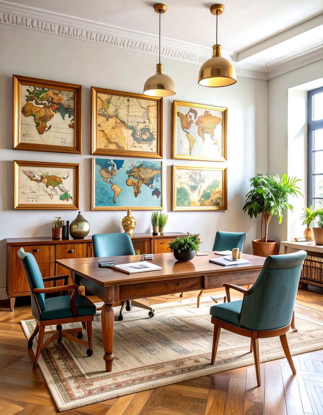 Vintage Map Collections - 24 Office Wall Decor Ideas